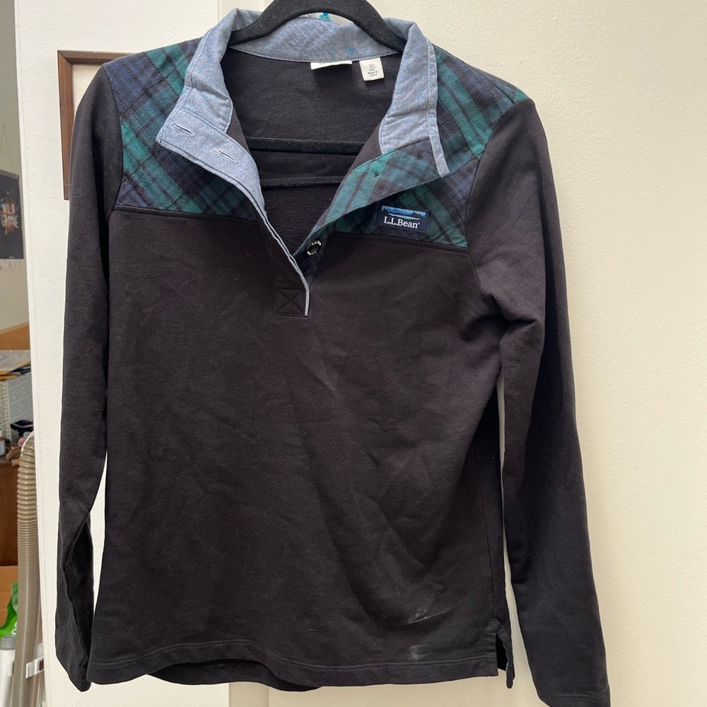 L.L. Bean Black and Plaid Pullover